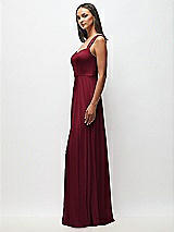 Side View Thumbnail - Burgundy Contoured Wide Strap Sweetheart Maxi Dress