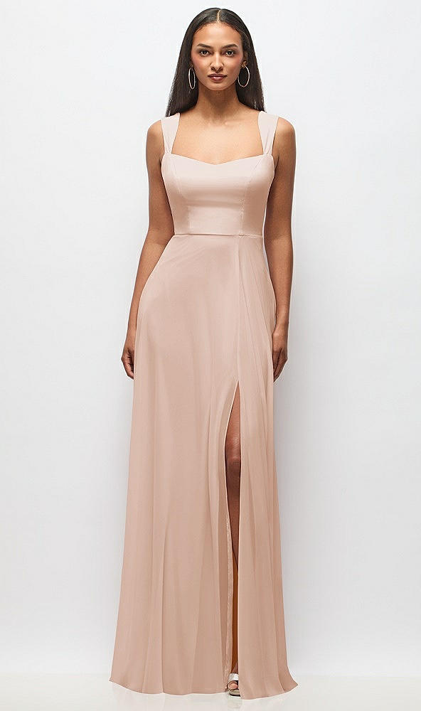 Front View - Cameo Contoured Wide Strap Sweetheart Maxi Dress