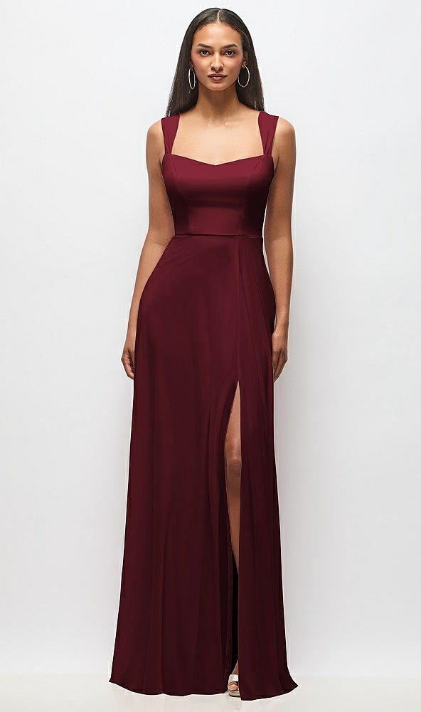 Front View - Cabernet Contoured Wide Strap Sweetheart Maxi Dress