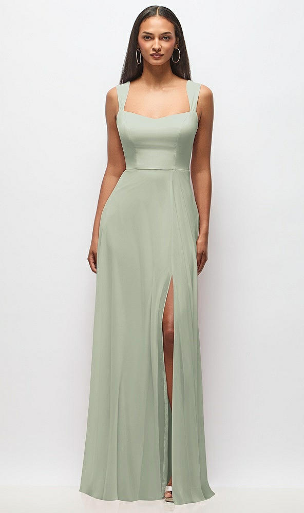 Front View - Celadon Contoured Wide Strap Sweetheart Maxi Dress