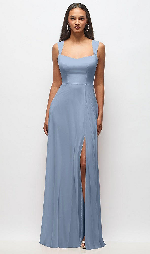 Front View - Cloudy Contoured Wide Strap Sweetheart Maxi Dress