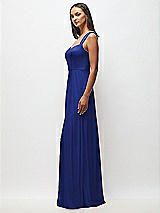 Side View Thumbnail - Cobalt Blue Contoured Wide Strap Sweetheart Maxi Dress