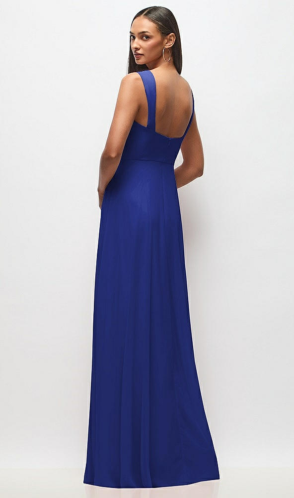 Back View - Cobalt Blue Contoured Wide Strap Sweetheart Maxi Dress