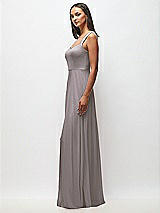 Side View Thumbnail - Cashmere Gray Contoured Wide Strap Sweetheart Maxi Dress
