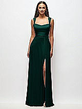 Front View Thumbnail - Evergreen Contoured Wide Strap Sweetheart Maxi Dress