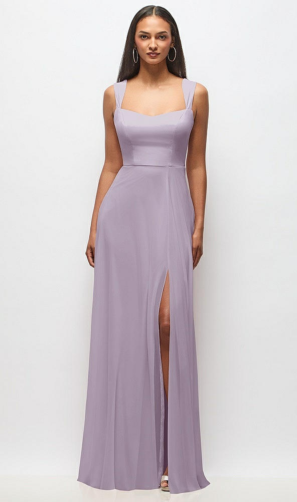 Front View - Lilac Haze Contoured Wide Strap Sweetheart Maxi Dress