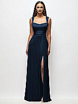 Front View Thumbnail - Midnight Navy Contoured Wide Strap Sweetheart Maxi Dress