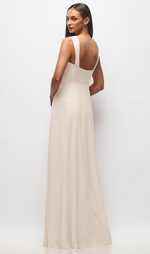 Back View - Oat Contoured Wide Strap Sweetheart Maxi Dress