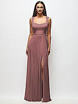 Front View Thumbnail - Rosewood Contoured Wide Strap Sweetheart Maxi Dress