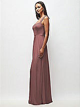 Side View Thumbnail - Rosewood Contoured Wide Strap Sweetheart Maxi Dress