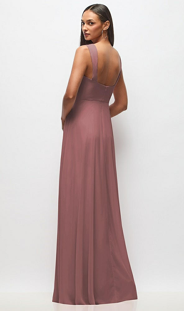 Back View - Rosewood Contoured Wide Strap Sweetheart Maxi Dress