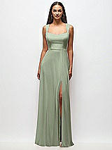 Front View Thumbnail - Sage Contoured Wide Strap Sweetheart Maxi Dress