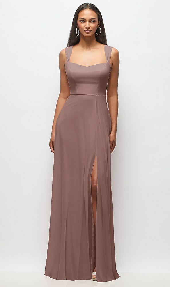 Front View - Sienna Contoured Wide Strap Sweetheart Maxi Dress