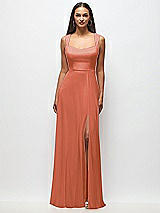 Front View Thumbnail - Terracotta Copper Contoured Wide Strap Sweetheart Maxi Dress