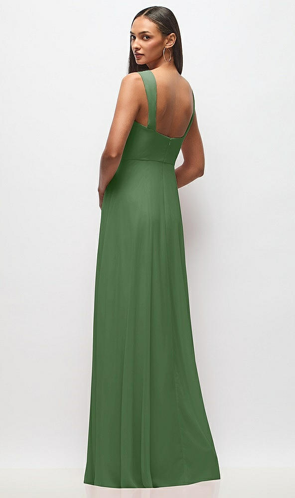 Back View - Vineyard Green Contoured Wide Strap Sweetheart Maxi Dress