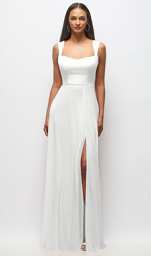 Front View - White Contoured Wide Strap Sweetheart Maxi Dress