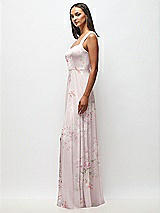 Side View Thumbnail - Watercolor Print Contoured Wide Strap Sweetheart Maxi Dress