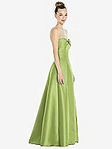 Side View Thumbnail - Mojito Bow Cuff Strapless Satin Ball Gown with Pockets