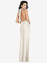 Rear View Thumbnail - Ivory Scarf Tie High-Neck Halter Maxi Slip Dress