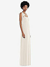 Side View Thumbnail - Ivory Convertible Tie-Shoulder Empire Waist Maxi Dress
