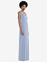 Side View Thumbnail - Sky Blue Convertible Tie-Shoulder Empire Waist Maxi Dress