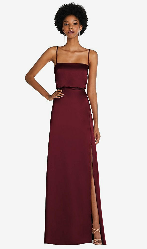 Front View - Cabernet Low Tie-Back Maxi Dress with Adjustable Skinny Straps