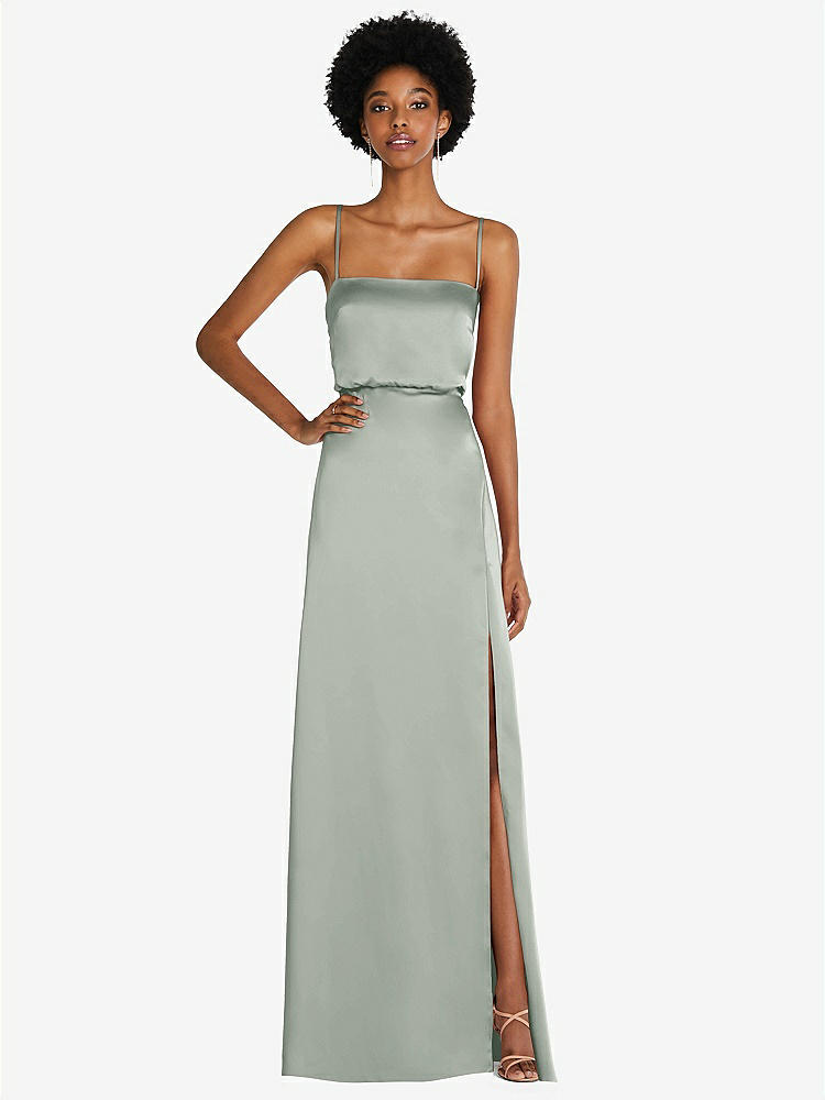 V-neck Convertible Strap Bias Slip Bridesmaid Dress With Front