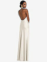 Rear View Thumbnail - Ivory Scarf Tie Stand Collar Maxi Dress with Front Slit