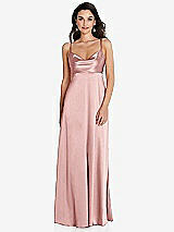 Front View Thumbnail - Rose Cowl-Neck Empire Waist Maxi Dress with Adjustable Straps