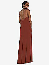 Rear View Thumbnail - Auburn Moon Criss Cross Halter Princess Line Trumpet Gown