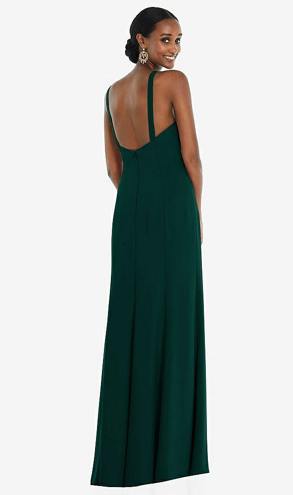 Back View - Evergreen Criss Cross Halter Princess Line Trumpet Gown