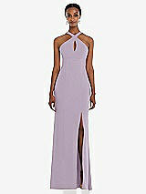 Front View Thumbnail - Lilac Haze Criss Cross Halter Princess Line Trumpet Gown