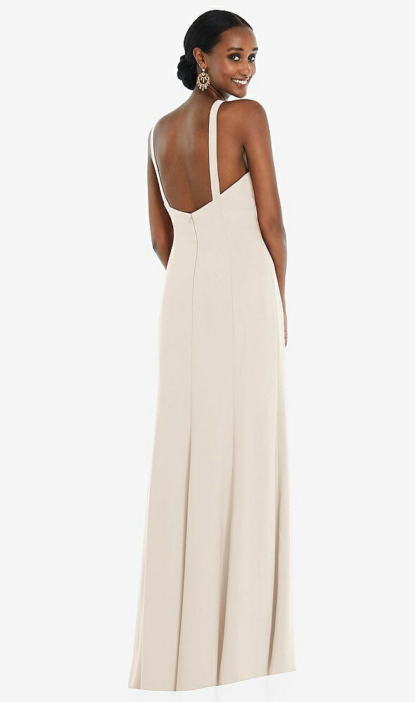 Back View - Oat Criss Cross Halter Princess Line Trumpet Gown