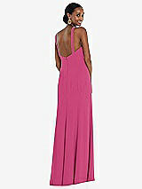Rear View Thumbnail - Tea Rose Criss Cross Halter Princess Line Trumpet Gown
