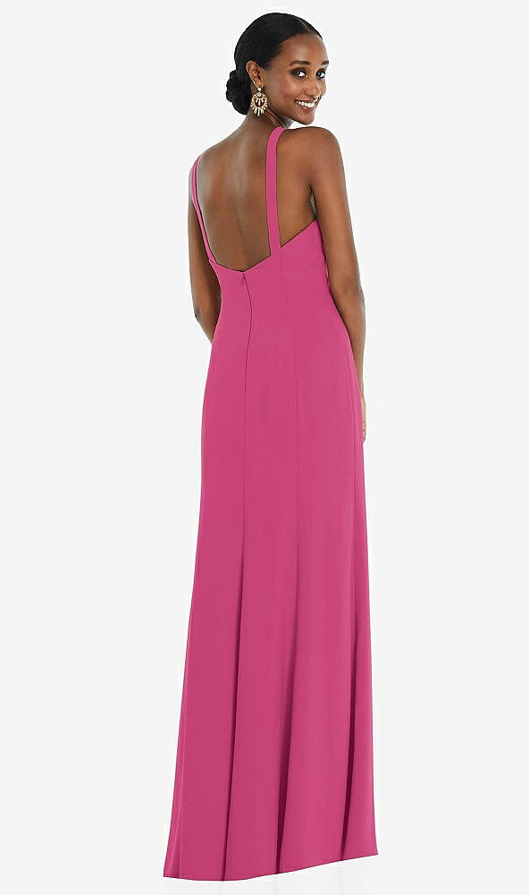 Back View - Tea Rose Criss Cross Halter Princess Line Trumpet Gown