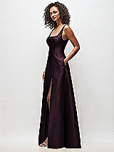 Side View Thumbnail - Deep Plum Sleeveless Square-Neck Princess Line Gown with Pockets