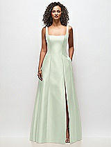 Front View Thumbnail - Mint Green Sleeveless Square-Neck Princess Line Gown with Pockets