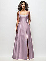 Front View Thumbnail - Suede Rose Sleeveless Square-Neck Princess Line Gown with Pockets