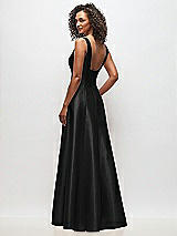 Rear View Thumbnail - Black Sleeveless Square-Neck Princess Line Gown with Pockets
