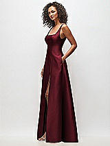 Side View Thumbnail - Cabernet Sleeveless Square-Neck Princess Line Gown with Pockets
