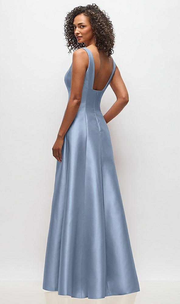 Back View - Cloudy Sleeveless Square-Neck Princess Line Gown with Pockets
