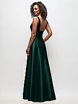 Rear View Thumbnail - Evergreen Sleeveless Square-Neck Princess Line Gown with Pockets