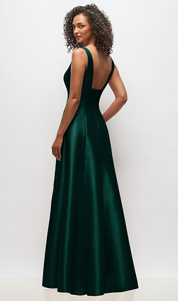 Back View - Evergreen Sleeveless Square-Neck Princess Line Gown with Pockets
