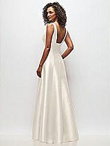 Rear View Thumbnail - Ivory Sleeveless Square-Neck Princess Line Gown with Pockets