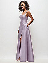Side View Thumbnail - Lilac Haze Sleeveless Square-Neck Princess Line Gown with Pockets
