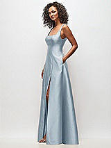 Side View Thumbnail - Mist Sleeveless Square-Neck Princess Line Gown with Pockets