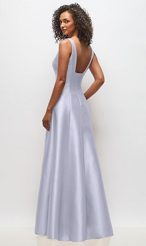 Back View - Silver Dove Sleeveless Square-Neck Princess Line Gown with Pockets