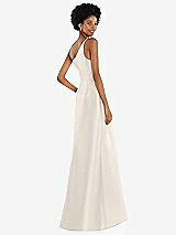 Alt View 3 Thumbnail - Ivory One-Shoulder Satin Gown with Draped Front Slit and Pockets