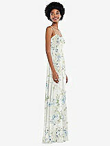 Side View Thumbnail - Bleu Garden Scoop Neck Convertible Tie-Strap Maxi Dress with Front Slit
