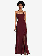 Alt View 1 Thumbnail - Cabernet Scoop Neck Convertible Tie-Strap Maxi Dress with Front Slit
